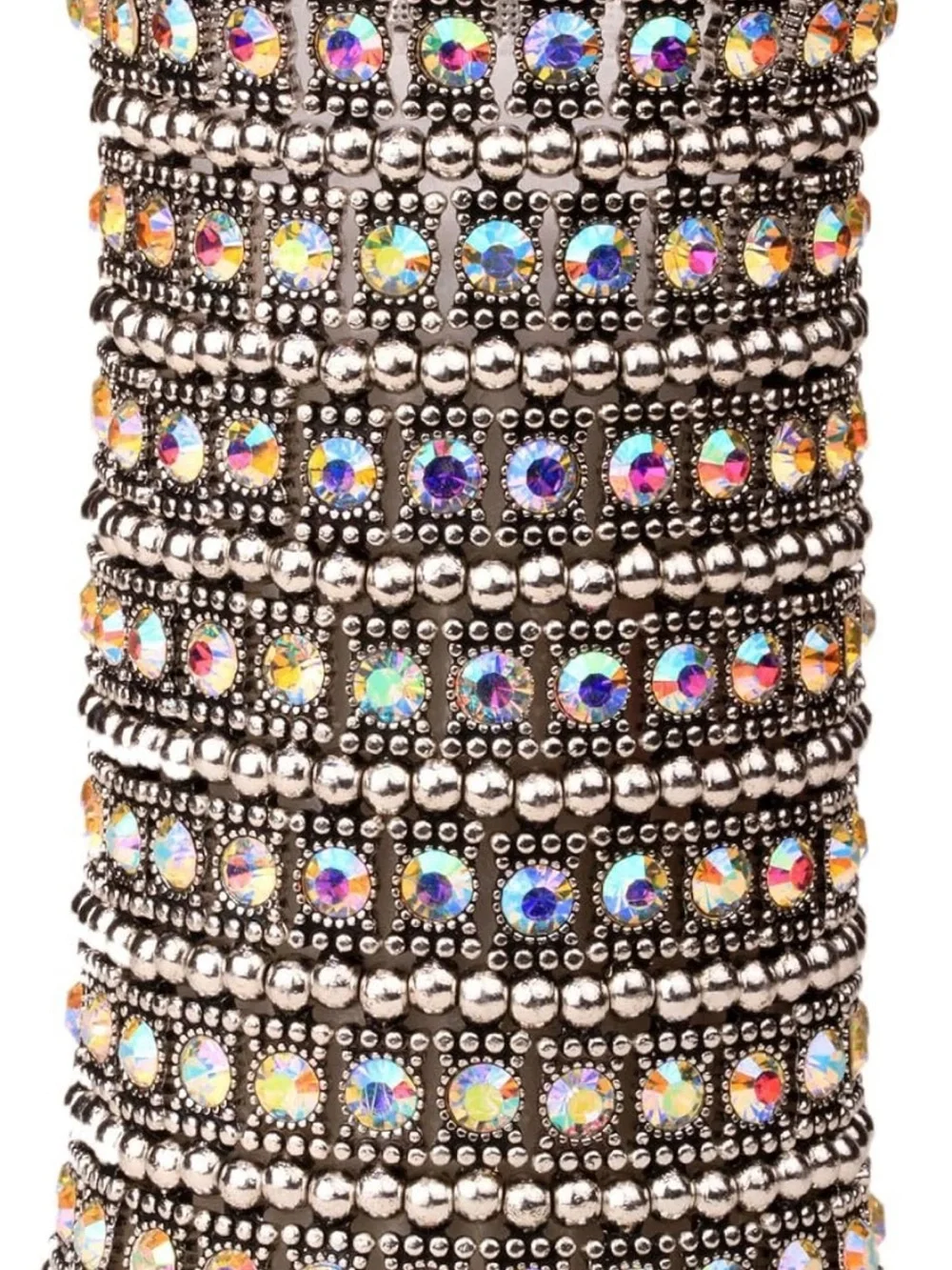 Silver Multi-Row Crystal Cuff Bracelet - Silver Sparkle